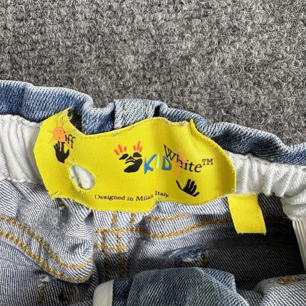 $623 Off White Kids Girl's Blue Logo-Stripe‎ Denim Skirt Size 6 - Picture 5 of 13